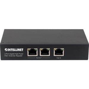 2-Port Gigabit High-Power PoE+ Extender Repeater, IEEE 802.3at/af Power over Ethernet (PoE+/PoE), metal - 199.95 m Maximum