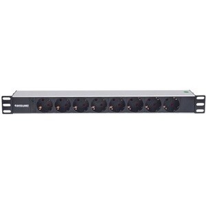 19" 1.5U Rackmount 8-Way Power Strip - German Type" , With LED Indicator Only, No Surge Protection, 1.6m Power Cord (2 PIN