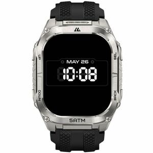Kospet TANK M4C Smart Watch - Square Case Shape - Silver Body Color - Stainless Steel, Zinc Alloy Case Material - Silicone