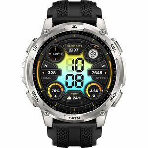 Kospet TANK T4C Smart Watch - Round Case Shape - Silver Body Color - Stainless Steel, Zinc Alloy Case Material - Silicone 