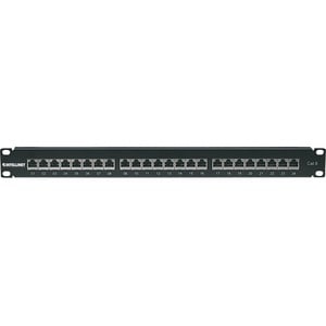 Patch Panel, Cat6, FTP, 24-Port, 1U, Shielded, 90° Top-Entry Punch-Down Blocks, Black - 24 x RJ-45 - 24 x RJ-11 - 1U High 