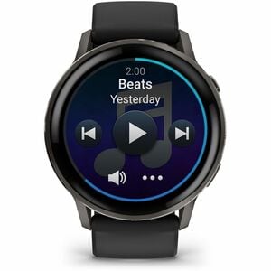 Garmin Venu 4 Smart Watch - Slate Case Color - Black Band Color - Stainless Steel, Metal Body Material - Fiber Reinforced 