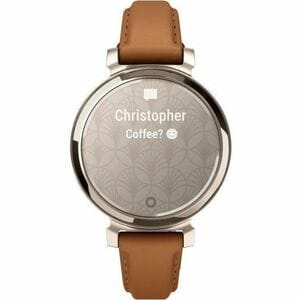 Garmin Lily 2 Classic Smart Watch - 35.40 mm Case Height - 35.40 mm Case Width - Cream Gold Case Color - Tan Band Color - 