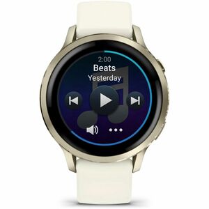 Garmin Venu 4 Smart Watch - Lunar Gold Case Color - Bone Band Color - Stainless Steel, Metal Body Material - Fiber Reinfor