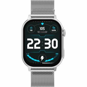 Carneo Zephyr Ultra HR+ Smart Watch - 10 mm Case Thickness - Silver Body Color - Silver, Grey Band Color - Metal, Tempered