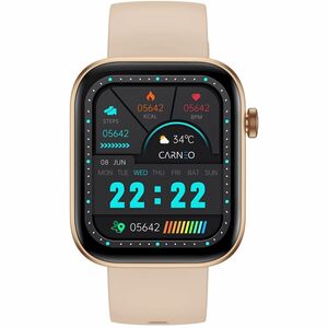 Carneo Zenith HR+ Smart Watch - Gold, Rose Gold Body Color - Tempered Glass Body Material - Pedometer - Phone, Text Messag