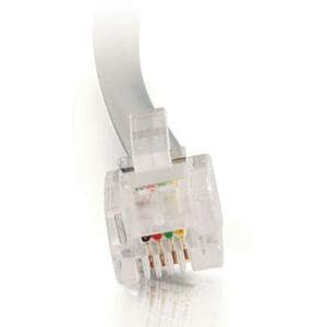 C2G 7ft RJ11 Modular Telephone Cable - RJ-11 Male - RJ-11 Male - 7ft - Silver