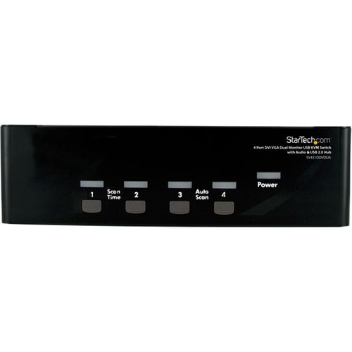 StarTech.com 4 Port DVI VGA Dual Monitor KVM Switch with Audio & USB Hub - 4 Computer(s) - 1 Local User(s) - SVGA, WUXGA -