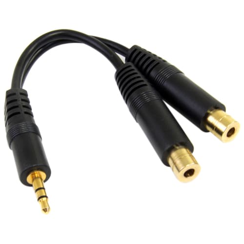 StarTech.com Stereo Splitter Cable - Phono Stereo 3.5mm (M) - Phono 2x Stereo (F) - 6in - Split a single headphone jack in