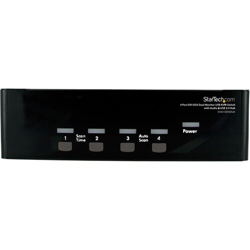 StarTech.com 4 Port DVI VGA Dual Monitor KVM Switch USB with Audio and USB 2.0 Hub - 4 Computer(s) - 1 Local User(s) - SVG