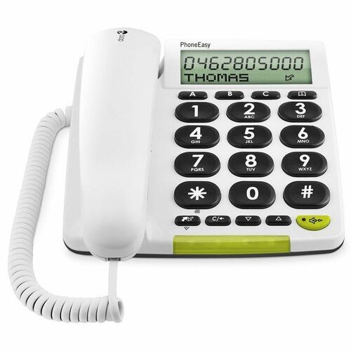 Doro PhoneEasy 312cs Standard Phone - Wall Mountable, Desktop - White - Speakerphone - Hearing Aid Compatible