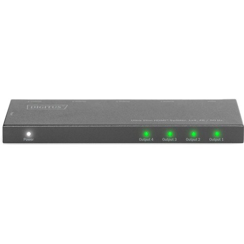 Digitus UltraSlim DS-45323 Signalverteiler - Metall - 4096 x 2160 - 1 x HDMI Ein - 4 x HDMI Aus - USB