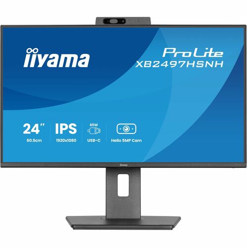 iiyama ProLite XB2497HSNH-B1 24 Zoll Klasse Webcam Full HD LED-Monitor - 16:9 Format - Mattschwarz - 60,5 cm (23,8 Zoll) V