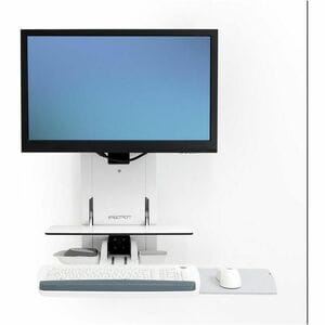 Ergotron StyleView Sitz-Steh Vertikal-Lift für Monitor, Behandlungszimmer, Tastatur, Maus, Scanner - Weiß - Bildschirmgr�ß