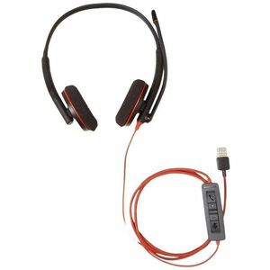 Poly Blackwire C3220 有线 头戴式, 挂耳式 立体声 耳机 - 黑 - 双声道 - 上耳式 - 32 欧姆 - 20 Hz 到 20 kHz - 158.5 cm 线缆 - 降噪 麦克风 - C型 USB