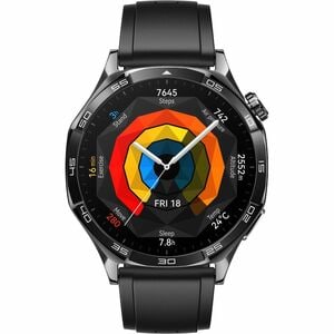 Huawei GT 5 Smart Watch - 46 mm Case Width - Black Body Color - Black Band Color - Stainless Steel Case Material - Fluoroe