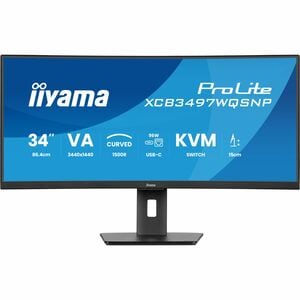 Moniteur LED iiyama ProLite XCB3497WQSNP-B1 34" Classe UWQHD Écran incurvé USB-C Dock. - 21:9 - Noir mat - 86,4 cm (34") V