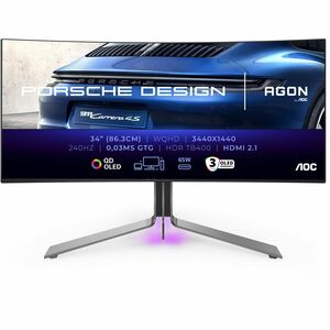 AOC AGON PRO PD34 34" Aula WQHD Monitor OLED para jogos - Preto - 86,4 cm (34") Viewable - OLED - 3440 x 1440 - 0,03 ms - 