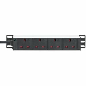 10" 1U PDU 4-way UK, With Indicator, Rackmount, Power Distribution Unit, UK 3-pin outlets, 3m power cord, output - BS 1363