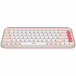 Logitech POP Icon Keys 键盘 - 袖珍的 - 无线 连接 - 英文（美国） - QWERTY 布局 - 珍珠白, 橙 - 蓝牙 - 开/关 热键 - Windows 10, Windows 11, Mac OS X 12.