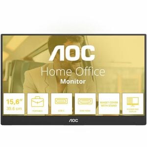 Monitor LED AOC 16T20E2 406,4 mm (16") Classe Full HD - 16:9 - Nero - 39,6 cm (15,6") Viewable - Tecnologia In-plane Switc