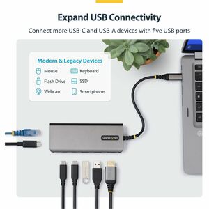 StarTech.com 7 Port(s) USB 3.2 (Gen 1) Type C Docking Station for Notebook, Workstation, Mobile Workstation, MacBook - Cha