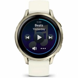 Garmin Venu 4 Smart Watch - Lunar Gold Case Color - Bone Band Color - Stainless Steel, Metal Body Material - Fiber Reinfor