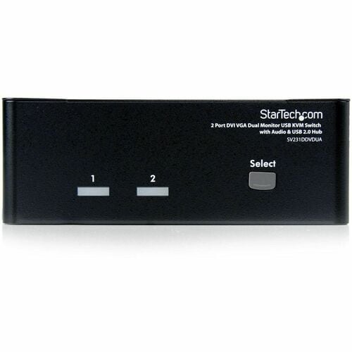 StarTech.com 2 Port KVM Switch - DVI and VGA w/ Audio and USB 2.0 Hub â€" Dual Monitor / Display / Screen KVM Switch - DVI