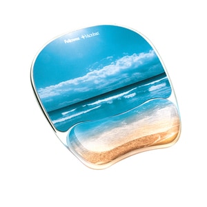 Fellowes® Photo Gel Mouse Pad Wrist Rest with MICROBAN® - Sandy Beach (9179301) - Sandy Beach - 9.25" x 7.88" x 0.88" Dime