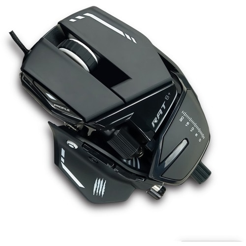 Mad Catz The Authentic R.A.T. 8+ Optical Gaming Mouse - Pixart 3389 - Cable - Black - 1 Each - USB 2.0 - 16000 dpi - 11 Bu