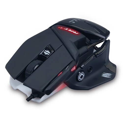 Mad Catz The Authentic R.A.T. 4+ Optical Gaming Mouse - PixArt PMW3330 - Cable - Black - 1 Each - USB 2.0 - 7200 dpi - 9 B