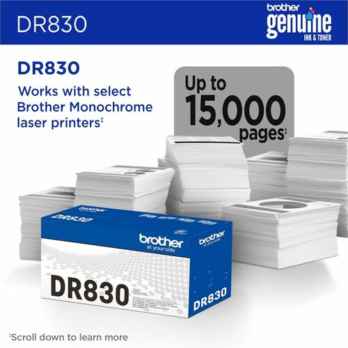 Brother DR830 Drum Unit - Laser Print Technology - 15000 Pages - Black - 1 Each