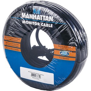Manhattan CABLE MONITOR SVGA 8MM HD15M-M 30.0M - Extremo Secundario: 1 x 15-pin HD-15 - Male - Admite hasta1360 x 768 - Ap