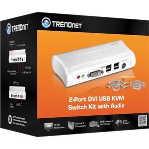 TRENDnet KVM-Switchbox - 2 Computer - WUXGA - 1920 x 1200 - 4 x USB - 3 x DVI