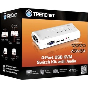 TRENDnet TK-409K KVM Switchbox - 4 Computer(s) - QXGA, SVGA, VGA - 2048 x 1536USBVGA