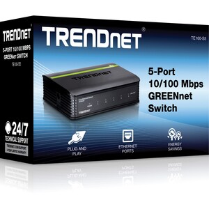 TRENDnet TE100-S5 5 Ports Ethernet Switch - Fast Ethernet - 10Base-T, 100Base-TX - New - 2 Layer Supported - Twisted Pair 