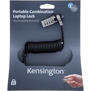 Kensington Portable Combination Laptop Lock - Resettable - 4-wheel - Gray - Carbon Steel - 6 ft