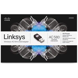 Linksys AE6000 IEEE 802.11ac Wi-Fi Adapter for Desktop Computer, Notebook - USB - 430 Mbit/s - 2.40 GHz ISM - 5 GHz UNII -