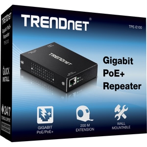 Répéteur de Réseau TRENDnet TPE-E100 - Nouveau - Réseau (RJ-45) - 10/100/1000Base-T - Fixation au mur