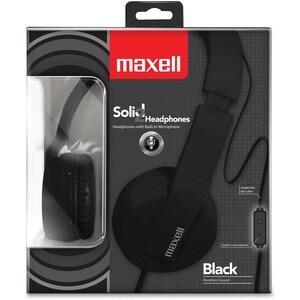 Maxell Solid2 Black Headphones - Stereo - Mini-phone (3.5mm) - Wired - Over-the-head - Binaural - Circumaural - Black