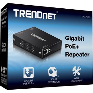 TRENDnet TPE-E100 Network Repeater - New - Network (RJ-45) - 10/100/1000Base-T - Wall Mountable