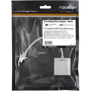 Rocstor Mini DisplayPort/HDMI Audio/Video Adapter - Cable Length: 5.9" - 5.90" HDMI/Mini DisplayPort A/V Cable for Project