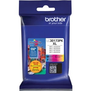 Brother LC30173PK Original High Yield Inkjet Ink Cartridge - Cyan, Magenta, Yellow - 3 / Pack - 550 Pages Cyan, 550 Pages 