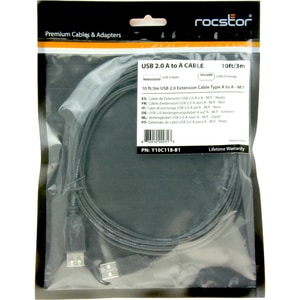 Rocstor Premier USB 2.0 Extension Cable A to A - M/F - 10 ft - USB cable for Digital Camera, Scanner, Printer, Hard Drive,