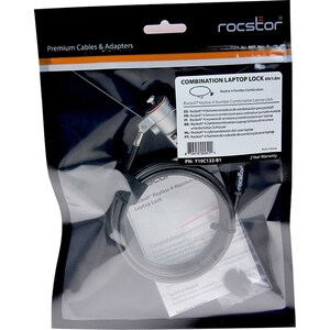 Rocstor Rocbolt Portable Security Cable With Combination Lock - Resettable - 4-digit - Heavy Duty Galvanized Carbon Steel,