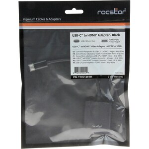 Rocstor Premium USB-C to HDMI Adapter M/F - 6" - 4K 60Hz - 6" HDMI/USB AV/Data Transfer Cable for Projector, Chromebook, T