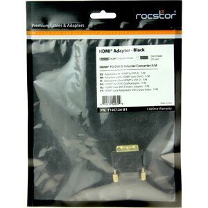 Rocstor Premium HDMI to DVI-D Video Cable Adapter - F/M - 1 x HDMI Female Digital Audio/Video - 1 x DVI-D Male Digital Vid