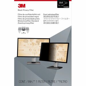 3M Privacy Filter Black, Matte - For 23" Widescreen LCD Monitor - 16:9 - Scratch Resistant, Fingerprint Resistant, Dust Re