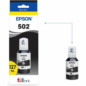 Epson T502, Black Ink Bottle - Inkjet - Black - 1 Each