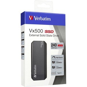 Verbatim 240GB Vx500 External SSD, USB 3.1 Gen 2 - Graphite - Notebook Device Supported - USB 3.1 Type C - 500 MB/s Maximu